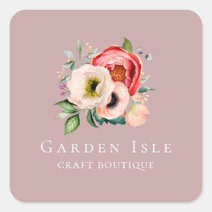 Elegant Bloemen Gepersonaliseerd Vierkante Sticker