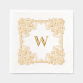  Elegant Bloemen Grens Monogram Folie Servetten (Voorkant)