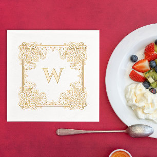  Elegant Bloemen Grens Monogram Folie Servetten