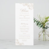 Elegant Bloemen  Kant Beige Trouwprogramma Programma (Staand voorkant)
