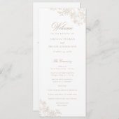 Elegant Bloemen  Kant Beige Trouwprogramma Programma (Voorkant / Achterkant)