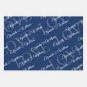 Elegant Bloemen Kant op Marine Blauw Bruiloft Inpakpapier Vel (Voorkant 2)