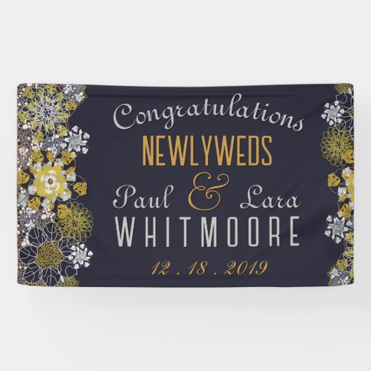 Elegant Bloemen Kant Party Bruiloft Spandoek (Horizontaal)