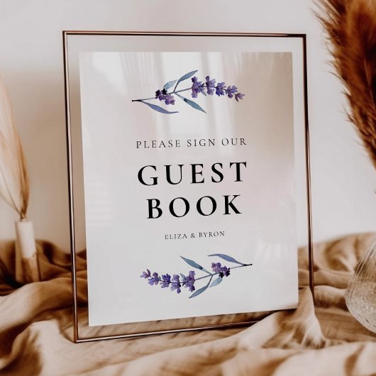 Elegant Bloemen Lavendel Guestbook Poster