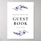 Elegant Bloemen Lavendel Guestbook Poster (Voorkant)