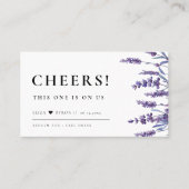 Elegant Bloemen Lavendel Wedding Drink Ticket (Voorkant)