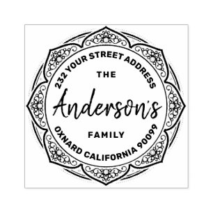 Elegant  Bloemen Lijst-aangepaste familienaam Rubberstempel