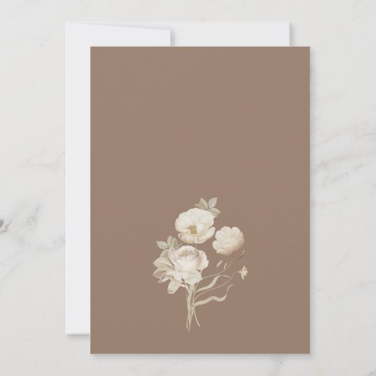 Elegant  Bloemen Lijst Bruin Bruiloft Save The Date (Achterkant)
