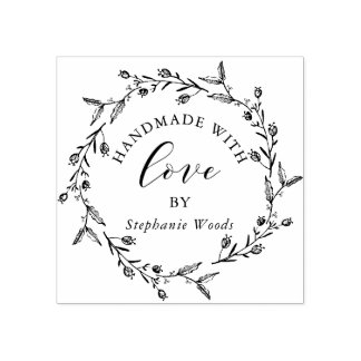 Elegant Bloemen Lijst Handgemaakt met Liefde Custo Rubberstempel