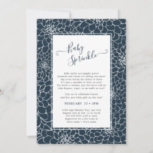 Elegant Bloemen Lijst Navy Baby Sprinkle Invitatio Kaart