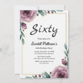 Elegant Bloemen Lijst Rustiek Boho 60ste Verjaarda Kaart (Voorkant)