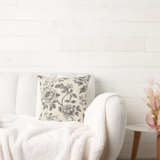 Elegant  Bloemen Monochroom Patroon Kussen