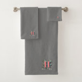 ELEGANT BLOEMEN MONOGRAM INITIAAL H BAD HANDDOEK (Insitu)