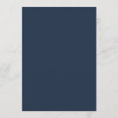 Elegant Bloemen Navy Blauw Bruiloft Tafel Diner Menu (Achterkant)