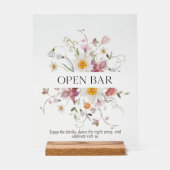 Elegant Bloemen Open Bar Teken Acryl Bord (Voorkant)