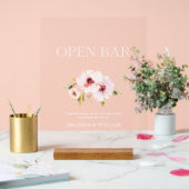 Elegant Bloemen Open Bar Teken Acryl Bord (Huwelijk)
