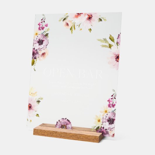 Elegant Bloemen Open Bar Teken Acryl Bord (Hoek)