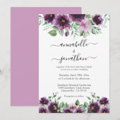 Elegant Bloemen Paarse Groene Bruiloft Kaart (Voorkant / Achterkant)