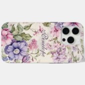Elegant Bloemen Paarse Roze Gepersonaliseerd Case-Mate iPhone Case (Achterkant (horizontaal))