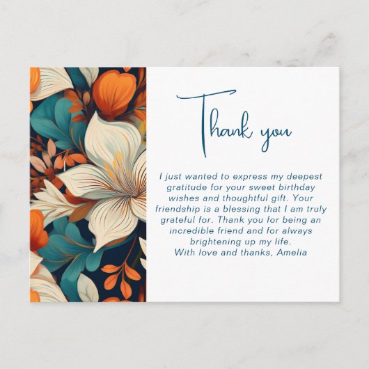 Elegant Bloemen Patroon Dank u Briefkaart (Voorkant)