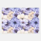 Elegant Bloemen Patroon Paarse Cream Lila Inpakpapier Vel (Voorkant 3)