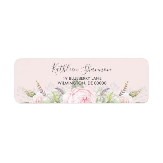 Elegant Bloemen Pinks grijs elke kleur Etiket (Voorkant)