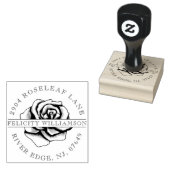 Elegant Bloemen Roos Bloesem Bloemen Crest Adres Rubberstempel (Gestempeld)