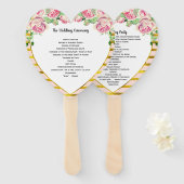 Elegant Bloemen Roos Goud Roze Hart Vorm Handwaaier (Voorkant en achterkant)