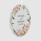 Elegant Bloemen Roos Roze Bruiloft Ornament (voorkant)