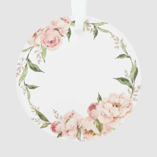 Elegant Bloemen Roos Roze Bruiloft Ornament (achterkant)