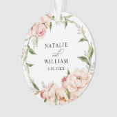Elegant Bloemen Roos Roze Bruiloft Ornament (voorkant)