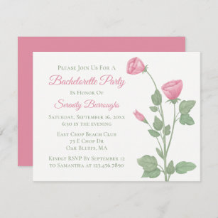 Elegant Bloemen Roze Bloemen Bachelorette Party Kaart