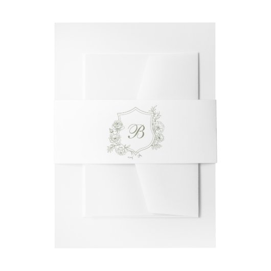 Elegant Bloemen Rozen Crest Bruiloft Monogram Uitnodigingen Wikkel (Voorkant Voorbeeld)