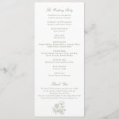 Elegant Bloemen Rozen Crest Monogram Sage Bruiloft Programma (Achterkant)