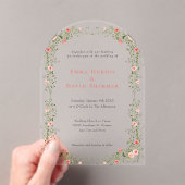 Elegant Bloemen Rozen eenvoudige Script Trouwen Acryl Uitnodigingen (Insitu (Draagbaar))