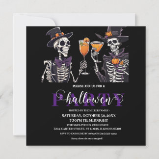 Elegant Bloemen Schedel Volwassen Halloween Party  Bedankkaart