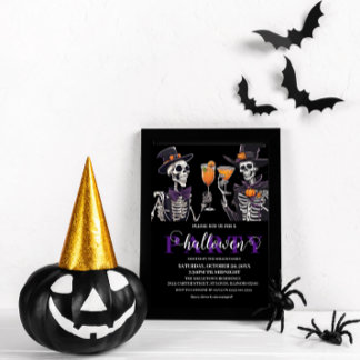 Elegant Bloemen Schedel Volwassen Halloween Party Kaart
