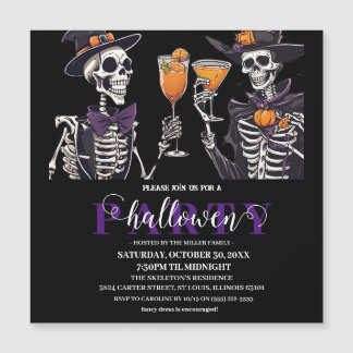 Elegant Bloemen Schedel Volwassen Halloween Party  Magnetische Uitnodiging