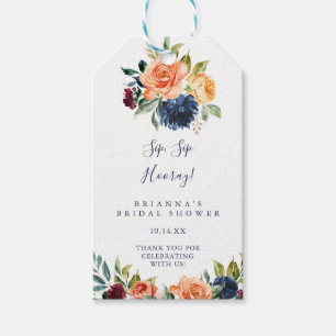 Elegant Bloemen Sip Hooray Vrijgezellenfeest Cadeaulabel