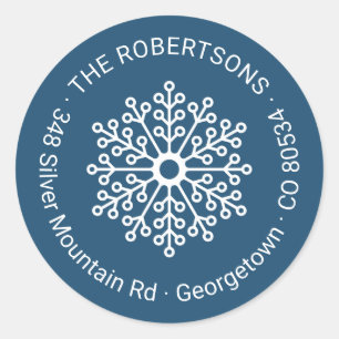 Elegant Bloemen Sneeuwvlok Winter Retouradres Ronde Sticker