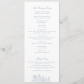 Elegant Bloemen  Stoffig Blauw Trouwprogramma Programma (Achterkant)