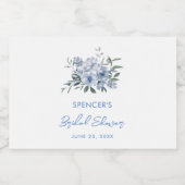 Elegant Bloemen Stoffig Blauw Vrijgezellenfeest Fa Sparkling Wijnetiket (Enkel label)