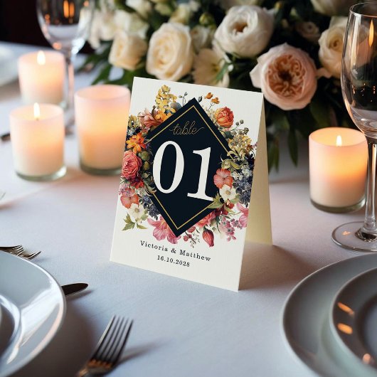 Elegant bloemen tafel nummer ontwerp. kaart