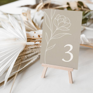 Elegant Bloemen Taupe Tafel Nummer Kaarten