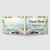 Elegant Bloemen Tropisch Strand Bruiloft Gastenboe Gastenboek (Volledig)