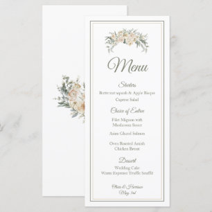 Elegant Bloemen Trouwmenu – Cream & Sage Green S