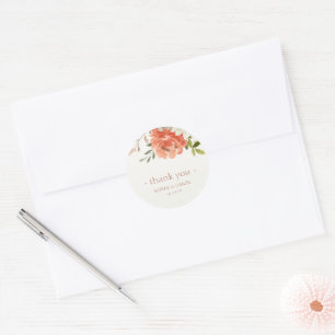 Elegant Bloemen Waterverf Paar Bruiloft Dank u Ronde Sticker