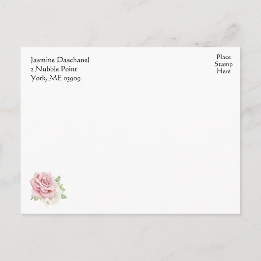 Elegant Bloemen Waterverf Roze Rozen Vrijgezellenf Uitnodiging Briefkaart (Achterkant)