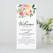 Elegant Bloemen Waterverf Trouwprogramma 4x9 Programma (Staand voorkant)