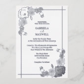 Elegant Bloemen Wit en Zilveren Goud Bruiloft Folie Uitnodiging (Voorkant)